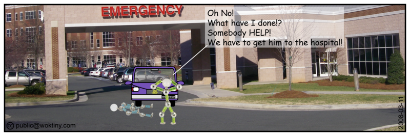 He's going to be late for his shift! Emergency