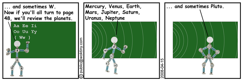 W is the Pluto of the alphabet. Sometimes Pluto